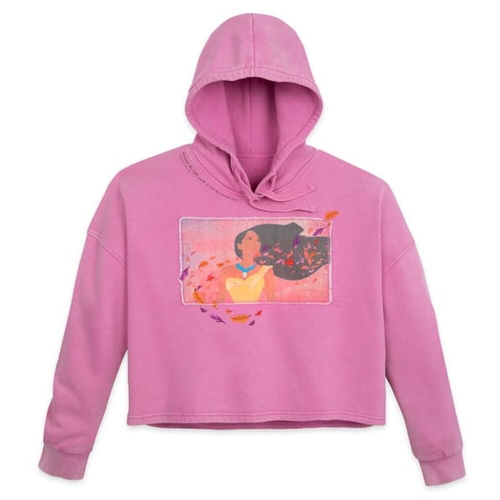 Disney Pocahontas Pink Cropped Hoodie Large NWT Princess Fairycore